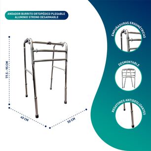 Andador Burro Ortop&eacute;dico Plegable Aluminio Strong Desarmable