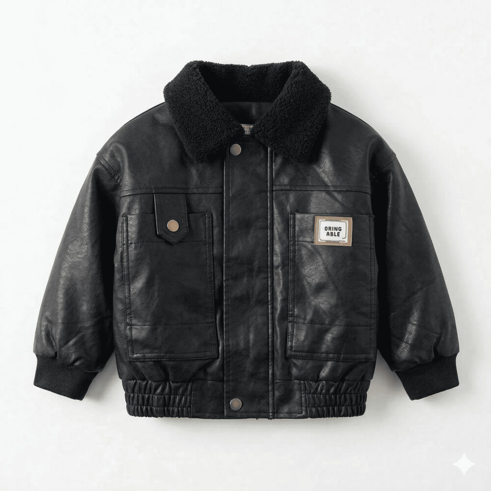 Chaqueta Aviador Ni&ntilde;o Cuero Sint&eacute;tico Forrada Invierno image number 0.0