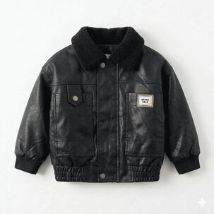 Chaqueta Aviador Ni&ntilde;o Cuero Sint&eacute;tico Forrada Invierno