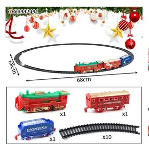Tren Navide&ntilde;o De Juguete A Pilas 13 Piezas.