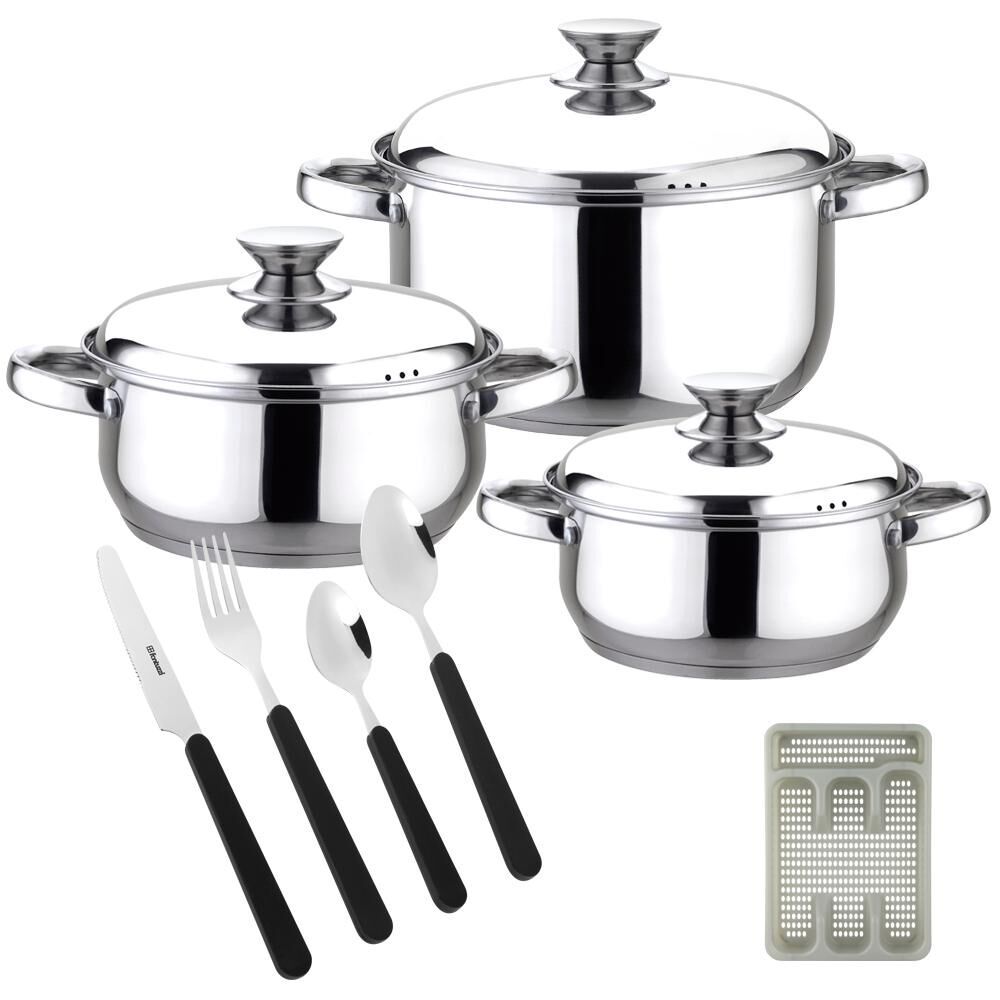 Combo Fantuzzi Bateria De Cocina Acero Inox 6 Piezas + Cuberteria 16 Piezas image number 0.0