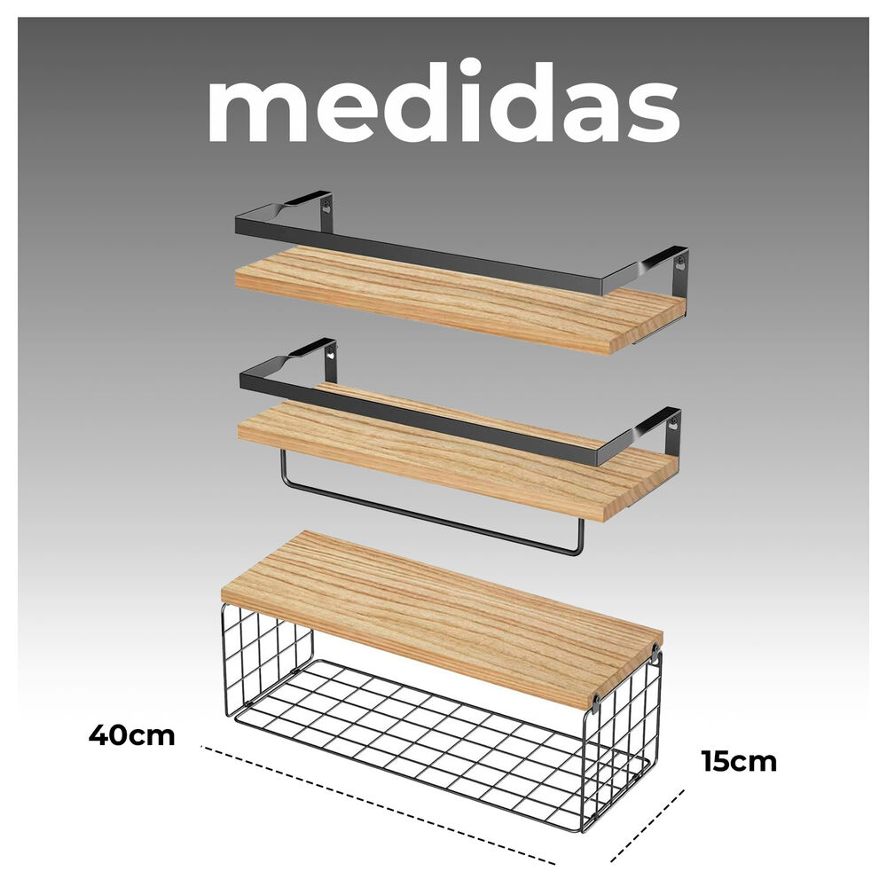 Repisas Decorativas Para Cocina, Baño U Oficina 3 Piezas Multifunción image number 5.0