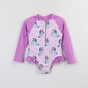 Traje De Ba&ntilde;o Entero Ni&ntilde;a Morado Full Print Bluey