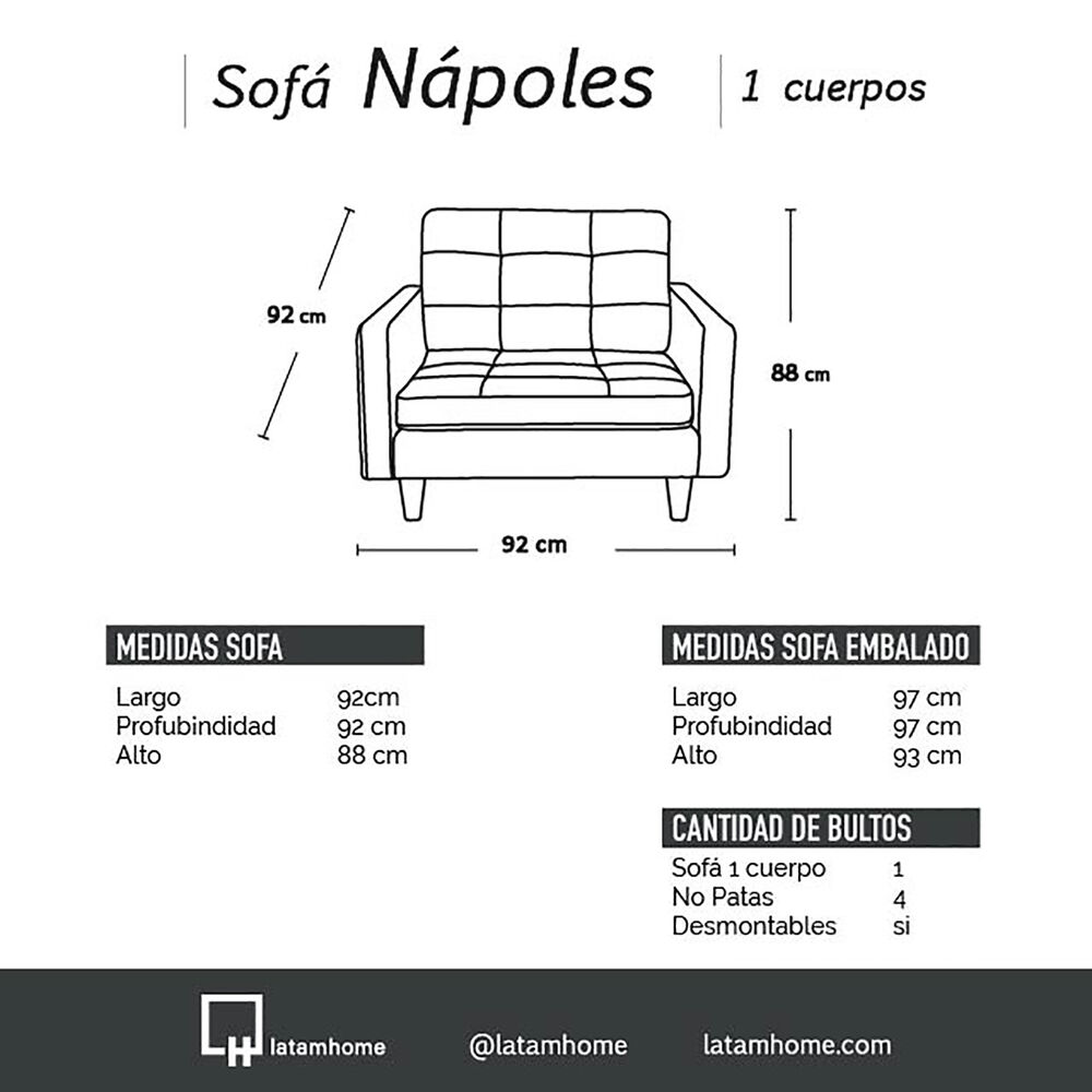 Sofa Napoles 1 Cuerpo Tela Velvet Burdeo image number 2.0