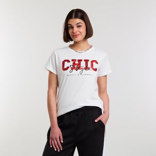 Polera Print Frase Manga Corta Cuello Redondo Mujer Rolly Go