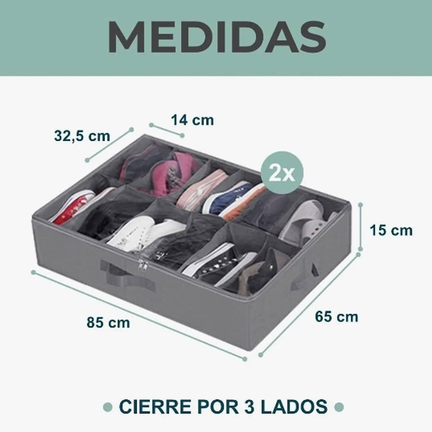 Organizador Zapatos Bajo Cama Almacenamiento Zapatero Set X2 image number 4.0
