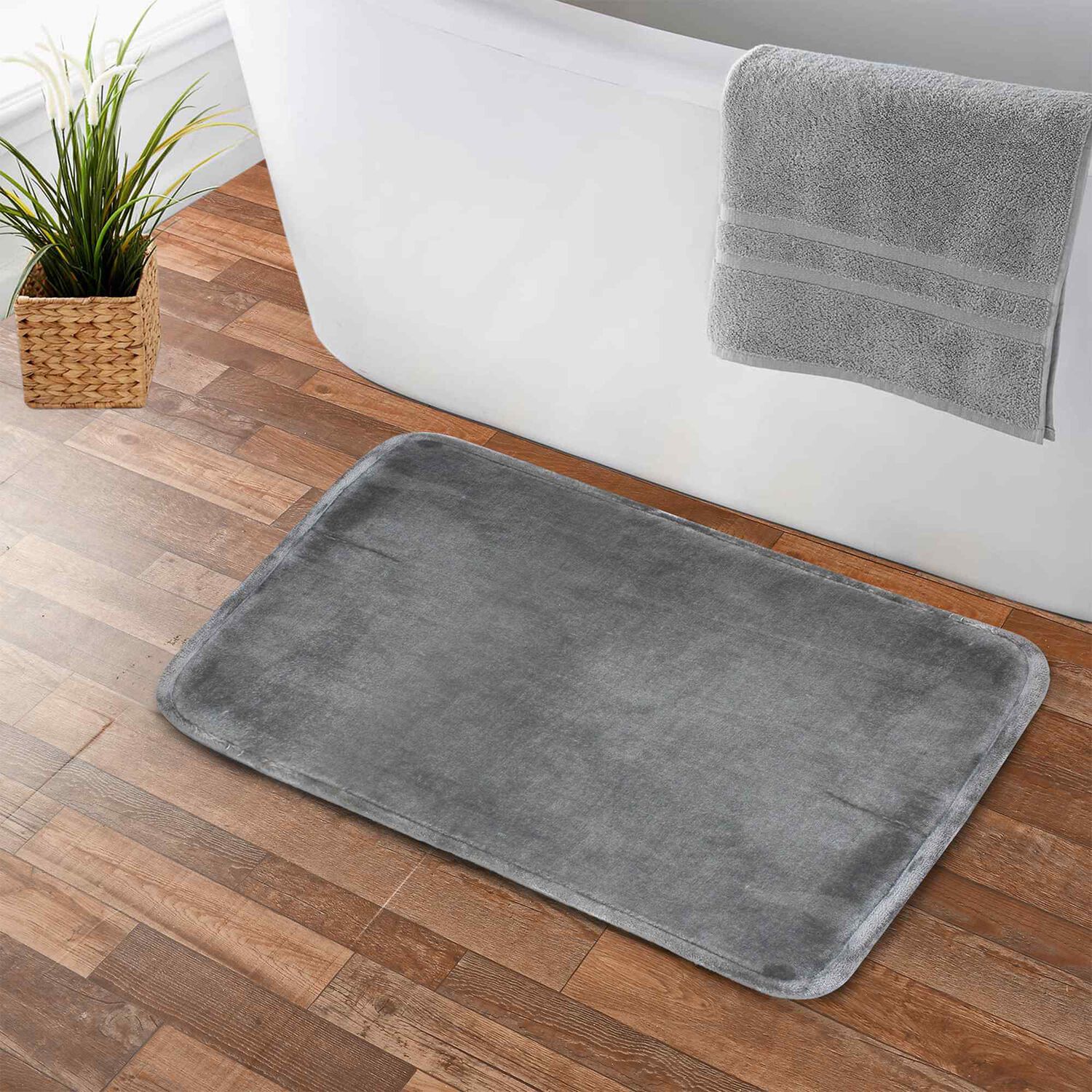 Alfombra De Ba&ntilde;o Nautica Home Flannel 40x60cm Antideslizante Gris image number 2.0