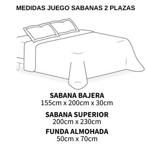 Juego De Sabanas De Genero Microfibra 2 Plazas + 2 Fundas Almohadas 50cm X 70cm Color Blanco