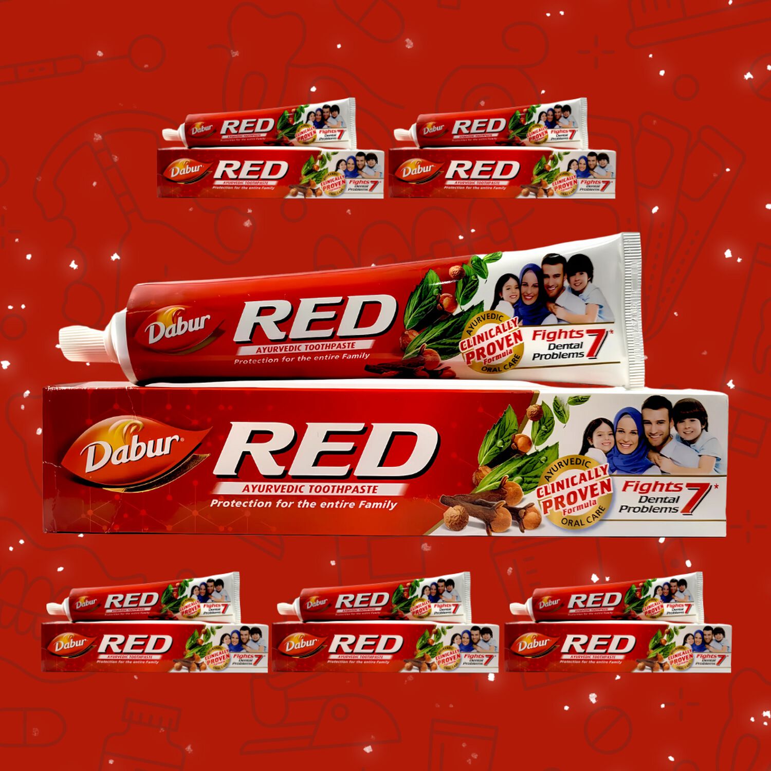 Pack 6 Uds Pasta Dental Dabur Red 200gr image number 2.0