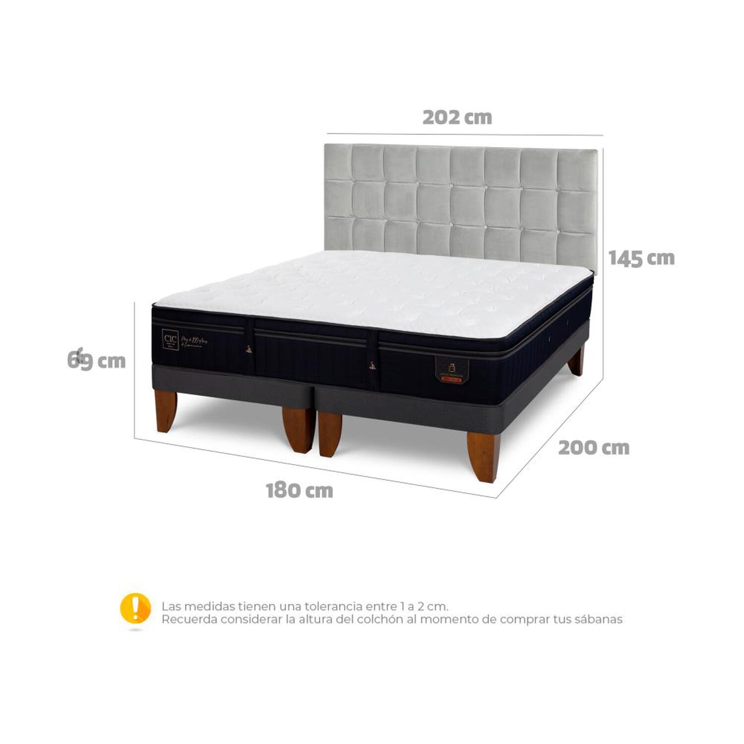 Cama Europea Cic Super Premium / King / Base Dividida + Respaldo image number 5.0
