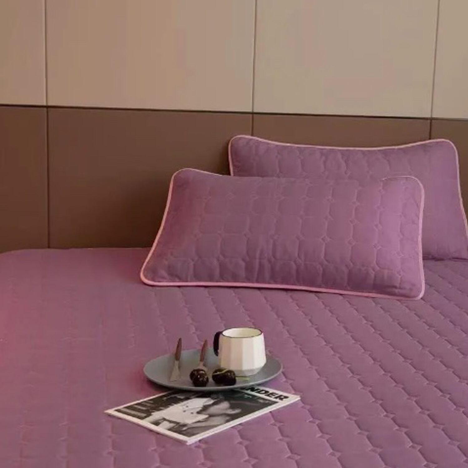 Cubrecama Quilt Cobertor King. Morado Y Rosado image number 3.0