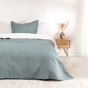 Quilt Sherpa Liso 1.5 Plazas Verde