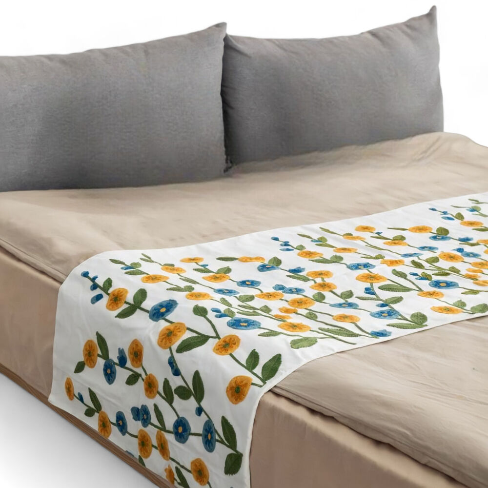  Piecera Pie De Cama Bordada 210cm X 70cm Para Cama De 2 Plazas O King - Pb3-4 image number 0.0