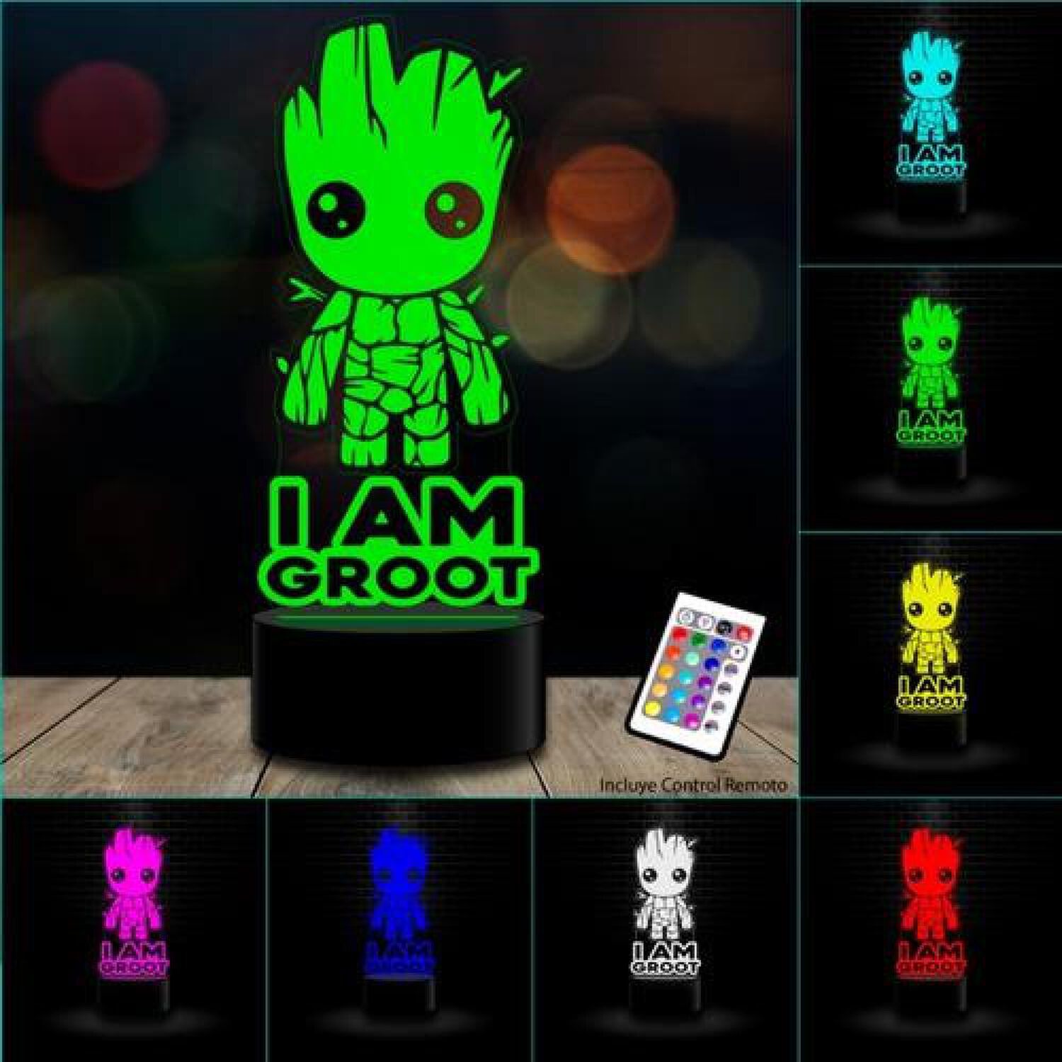 L&aacute;mpara 3d Baby Groot Guardianes De La Galaxia Marvel image number 1.0