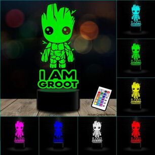 L&aacute;mpara 3d Baby Groot Guardianes De La Galaxia Marvel