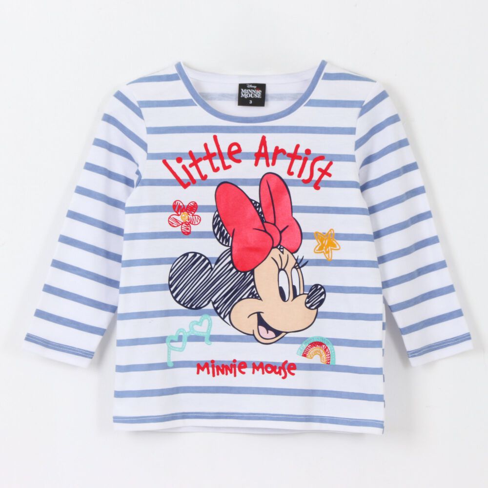 Polera Manga Larga Ni&ntilde;a Rayas Minnie Blanco Disney image number 0.0