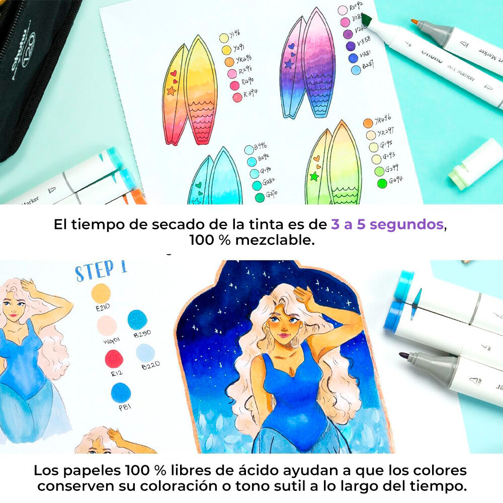 Ohuhu Block Doble Cara (21,6x14cm,60hojas,150g) Antisangrado image number 5.0