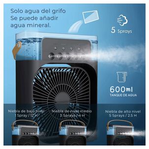 Climatizador Portátil Frío 4 En 1 Ventilador Humificador Enfriador Lampara Led 220v Usb Negro
