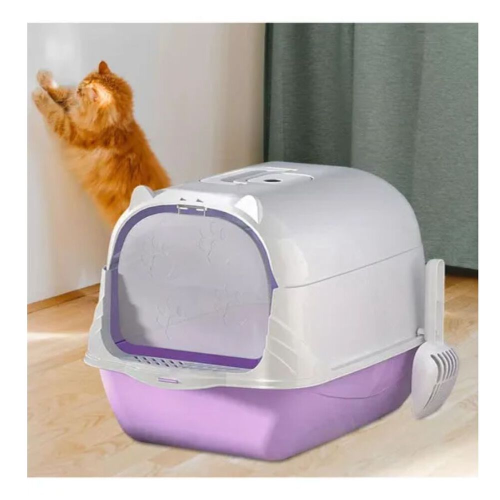 Arenero Baño Sanitario De Gatos Tapa Plegable Grande Morado image number 2.0