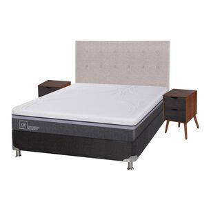 Box Spring Cic Ortopedic / 2 Plazas / Base Normal  + Set De Maderas
