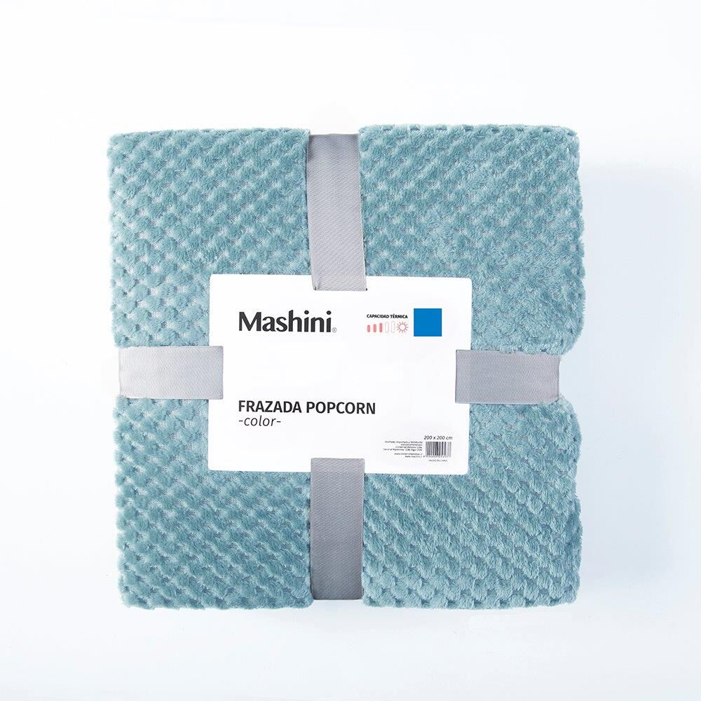 Frazada Popcorn 2 Plazas Celeste image number 2.0