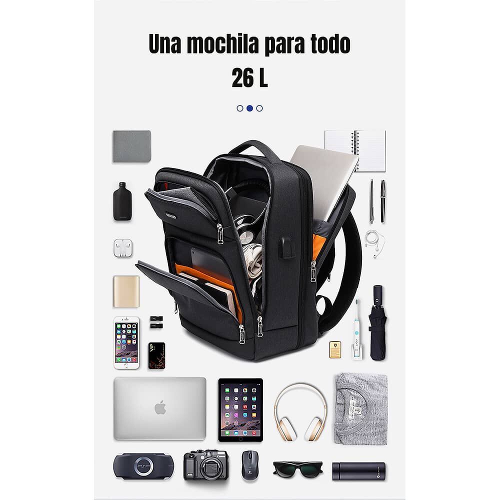 Mochila Notebook Inteligente Con Usb Negra By Lubabycas image number 5.0