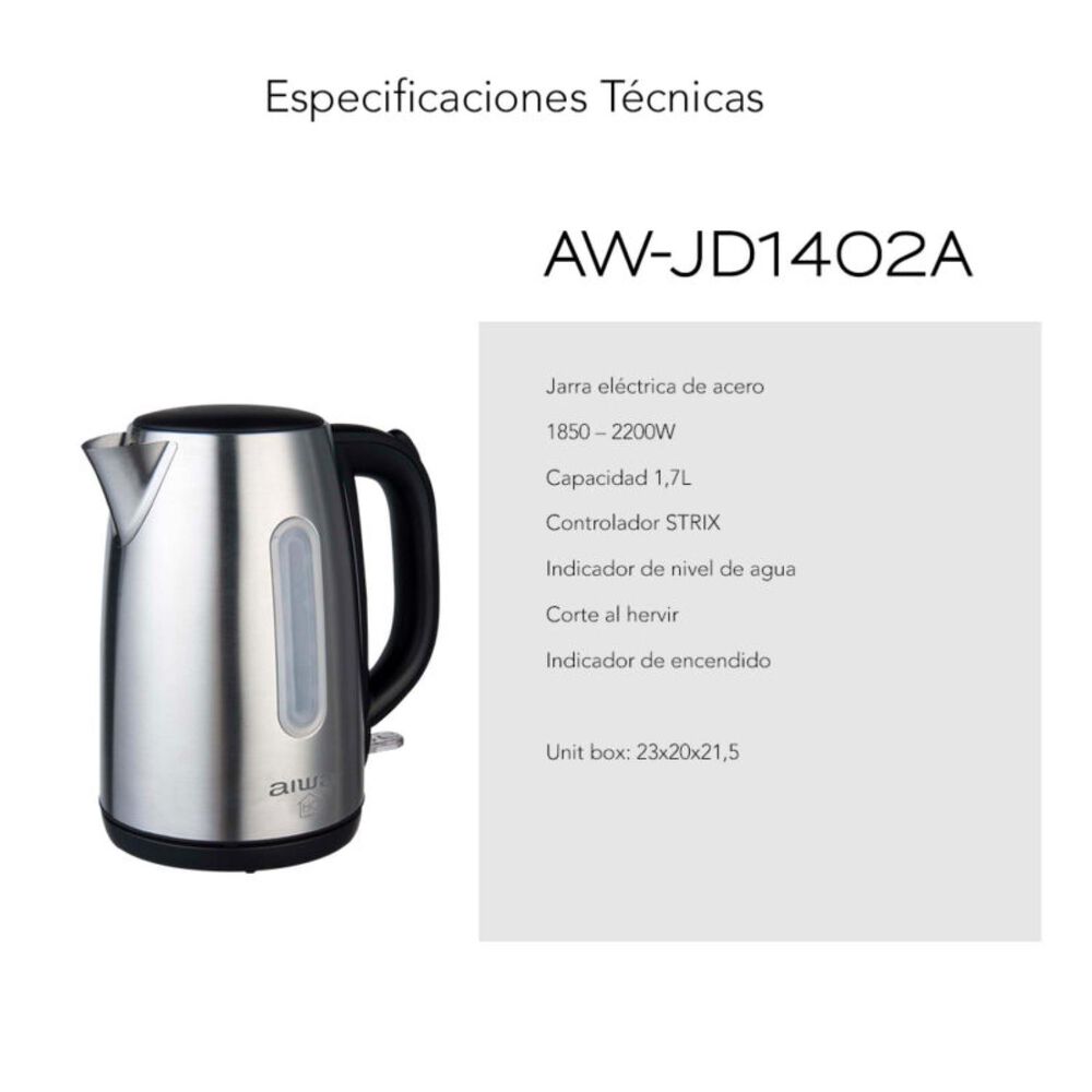 Hervidor Electrico 1700ml 2200w Acero Inoxidable Awjd1402a image number 2.0