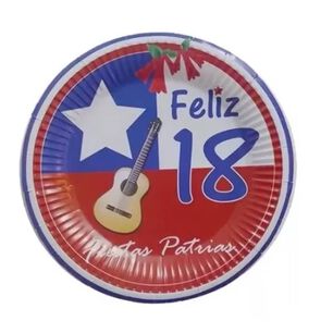 Platos De Cart&oacute;n Viva Chile, Fiestas Patrias 48 Unidades