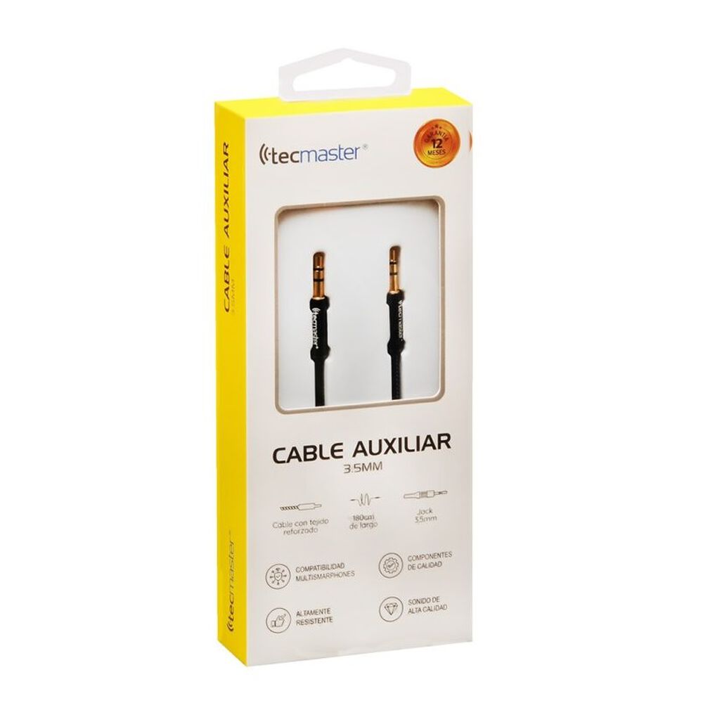 Cable De Audio Auxiliar 3.5 Mm De 1.8 Mts Textil Negro image number 1.0