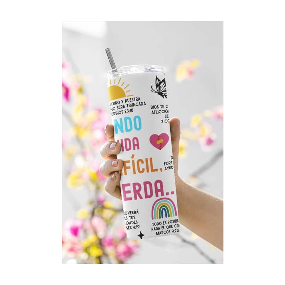 Termo Botella T&eacute;rmica Cristiano Con Vers&iacute;culos B&iacute;blicos Evang&eacute;lico image number 5.0