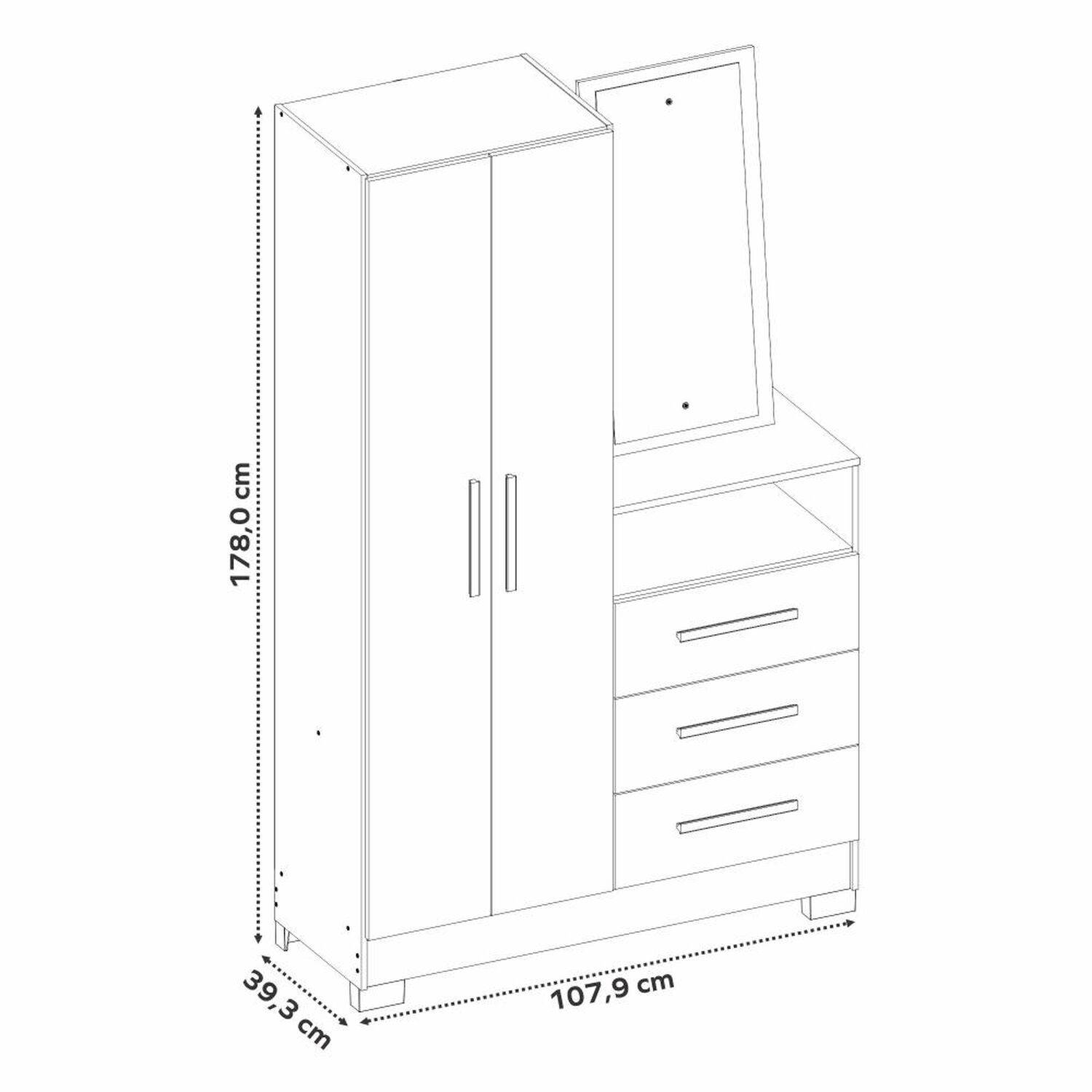 Cl&oacute;set Home Mobili Closet Vania / 2 Puertas / 3 Cajones image number 5.0