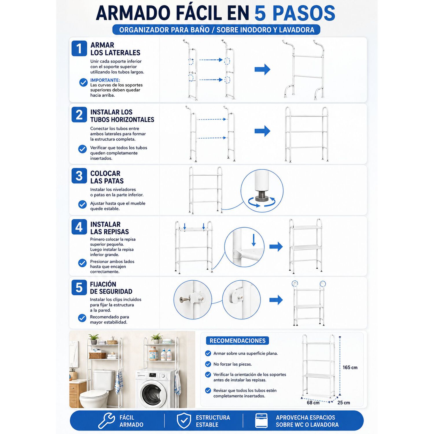 Estante Organizador De Ba&ntilde;o 3 Niveles Multifuncional image number 9.0