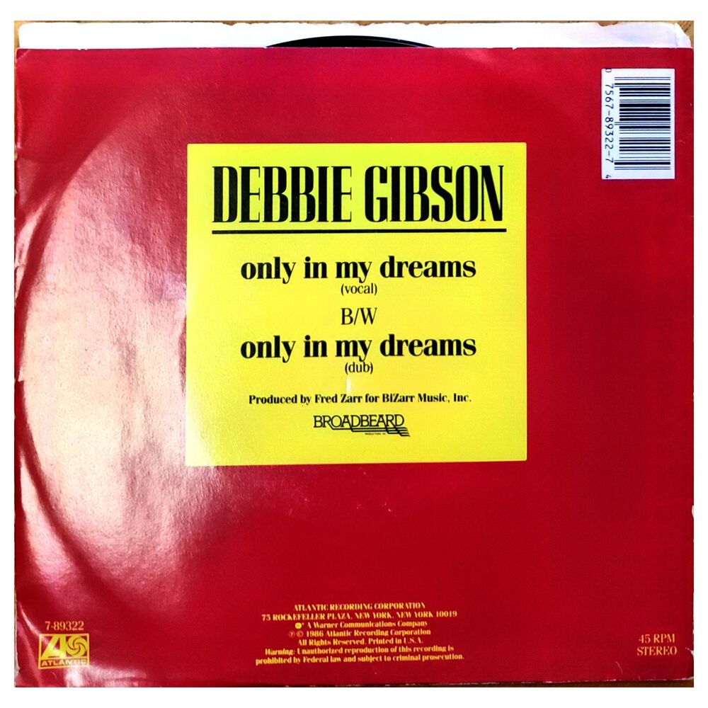 Debbie Gibson - Only In My Dreams | 7" Single Vinilo Usado image number 1.0