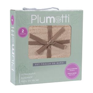 Set 2 Toallas Colorix 380 Grs Caja / Taupe Plumetti