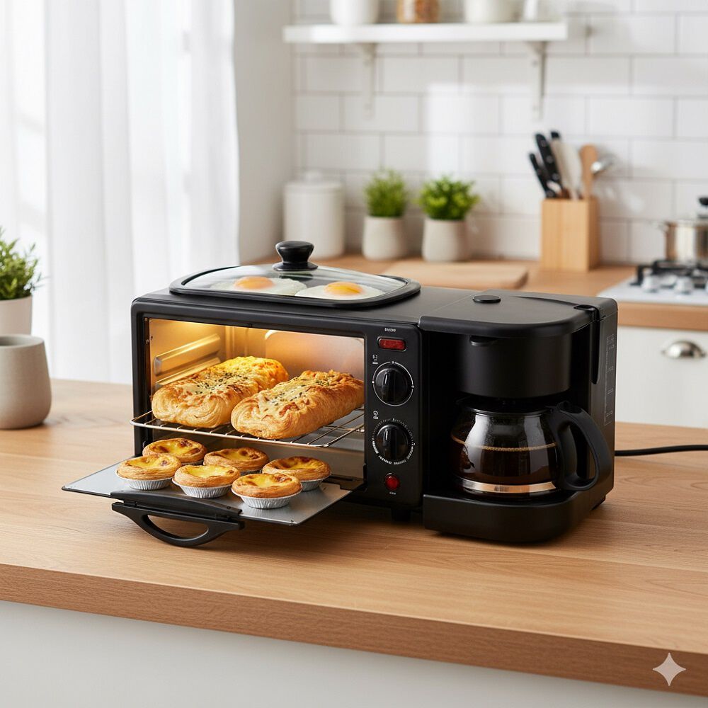 M&aacute;quina Para Hacer Desayuno 3 En 1 Horno Cafetera Sarten image number 3.0