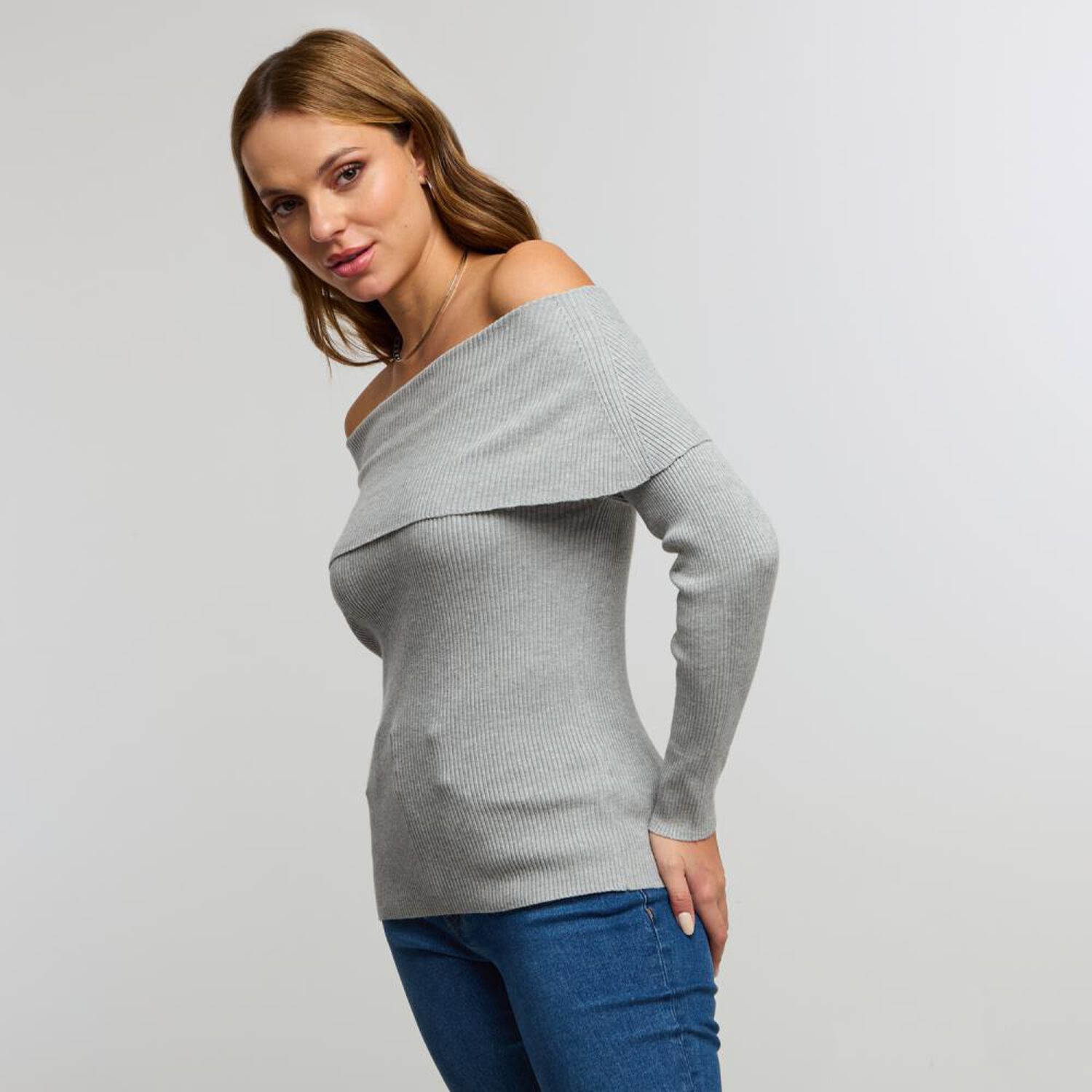 Sweater Manga Larga Hombros Descubiertos Cuello Bardot Mujer Kimera image number 2.0