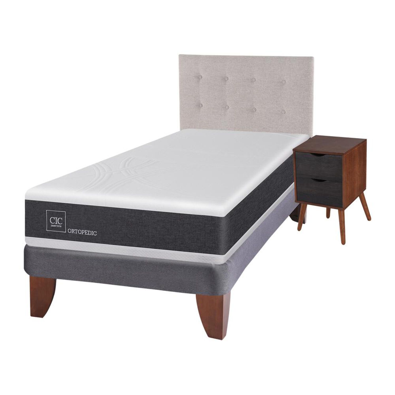 Cama Europea Cic Ortopedic / 1.5 Plazas / Base Normal + Set De Maderas image number 1.0