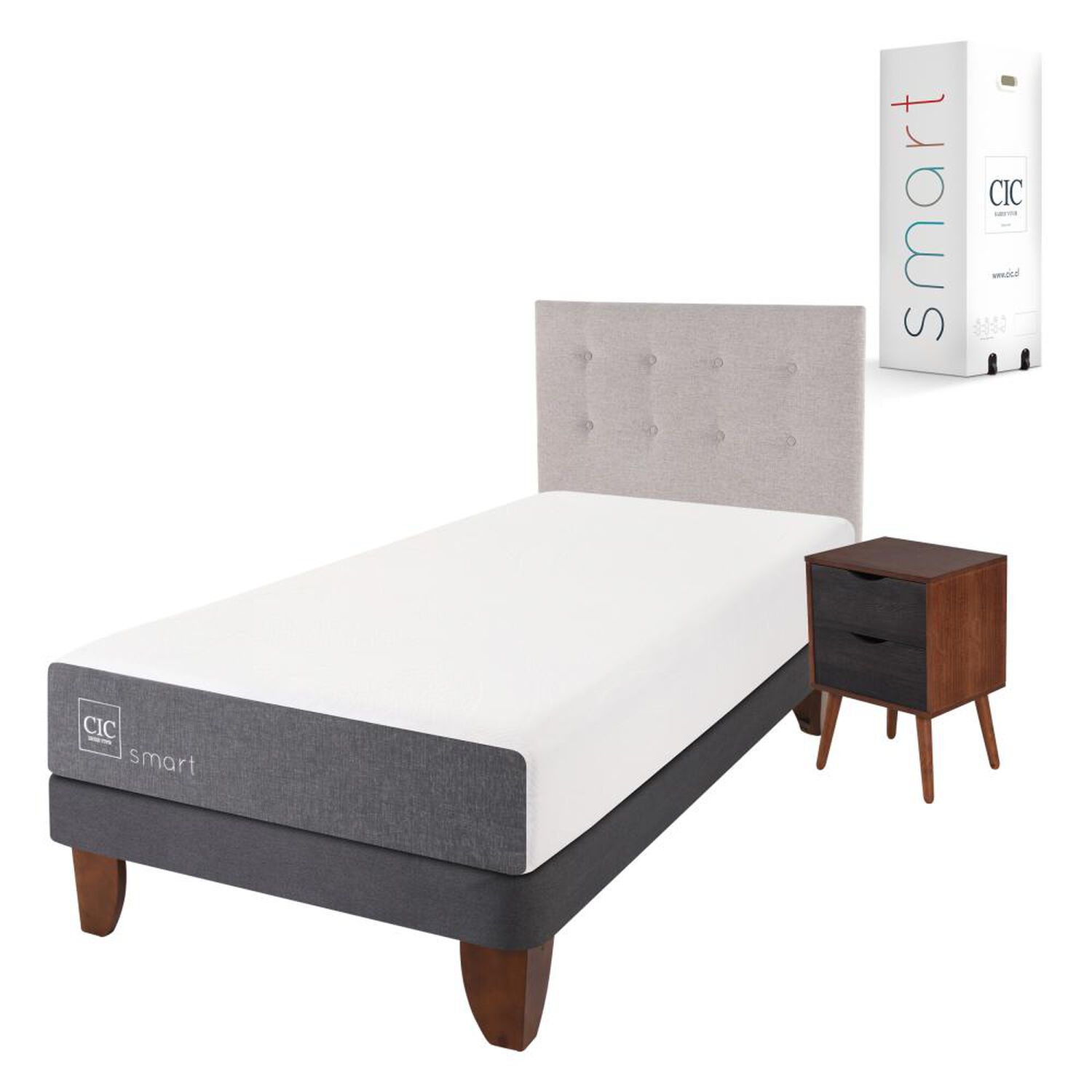 Cama Europea Cic Smart / 1.5 Plazas / Base Normal  + Set De Maderas image number 1.0