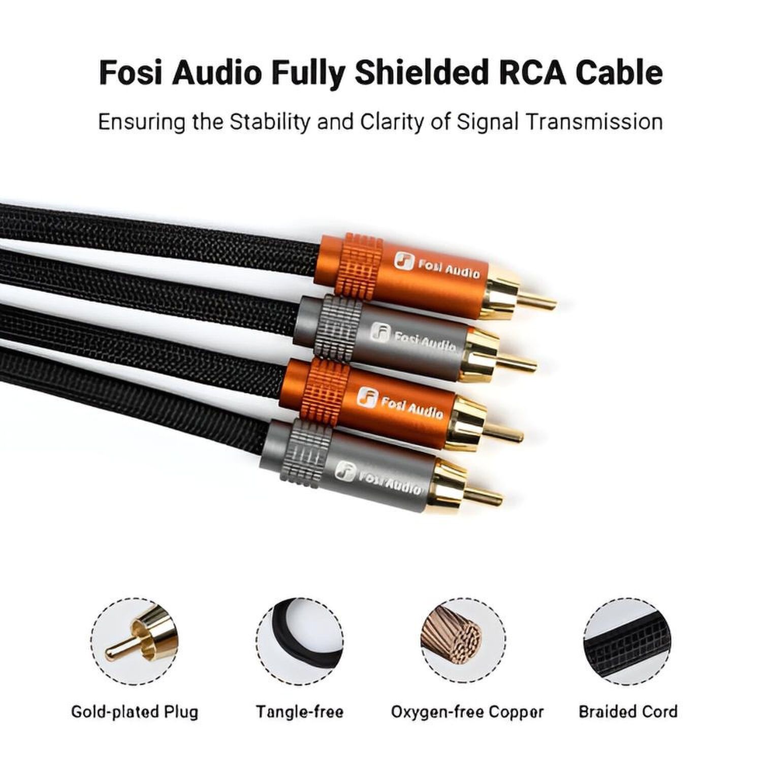 Par De Cables Rca 30cm Para Sistemas De Audio Fosi Audio image number 1.0