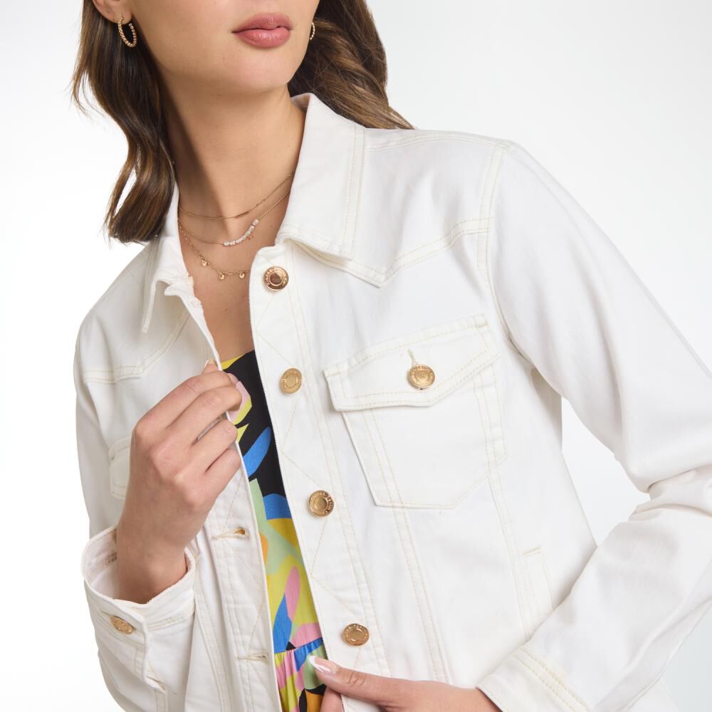 Chaqueta Denim Abotonada Con Bolsillos Mujer Kimera image number 4.0