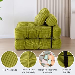 Silla Sof&aacute; Cama 190x85cm Puff Plegable Acolchada Hogar