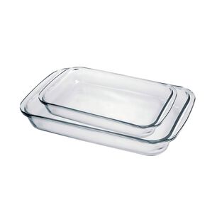 Pack 2 Fuentes Asaderas Mediana Grande Vidrio Rectangular