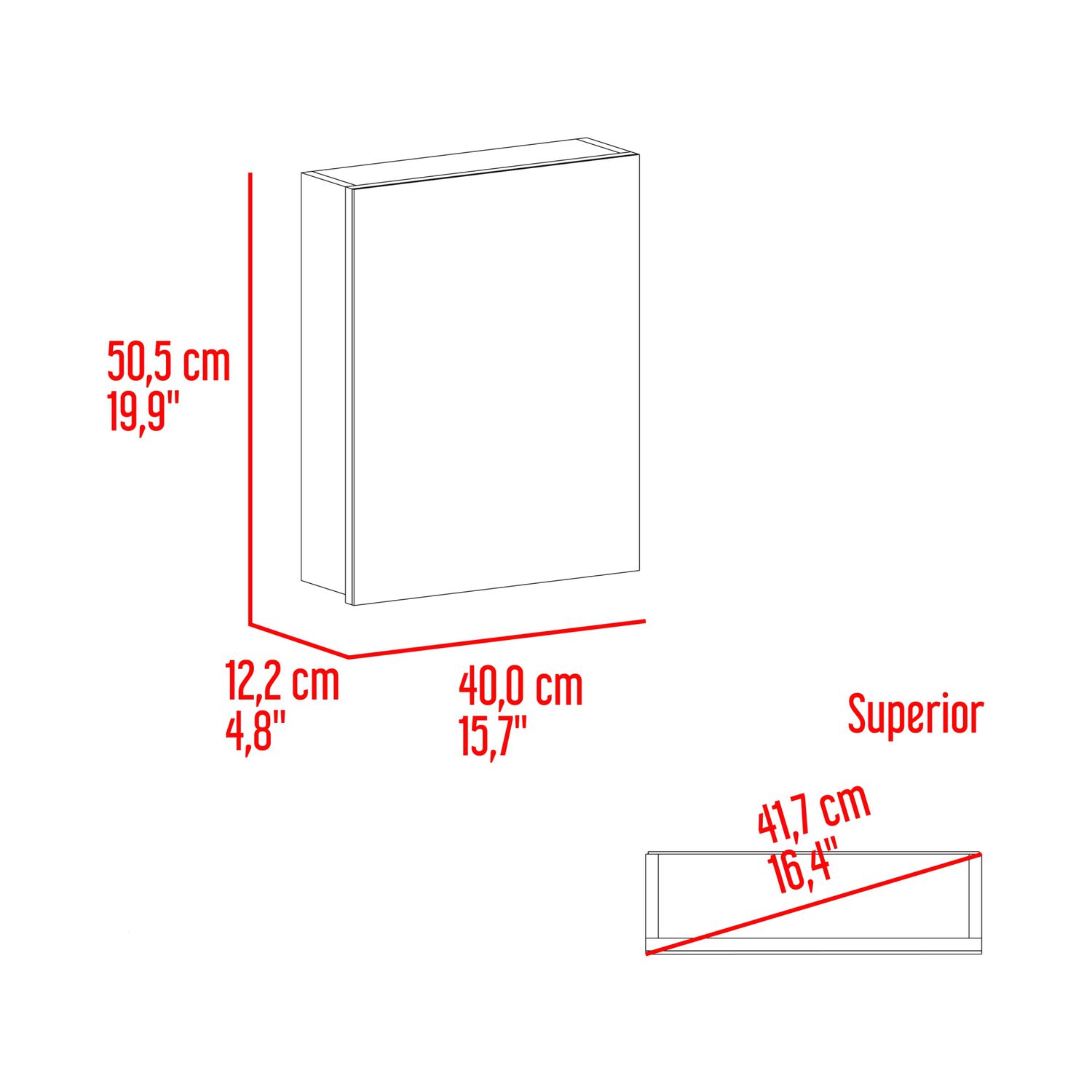 Botiquin De Ba&ntilde;o 1 Puerta 50x40x12 Cm Blanco image number 5.0