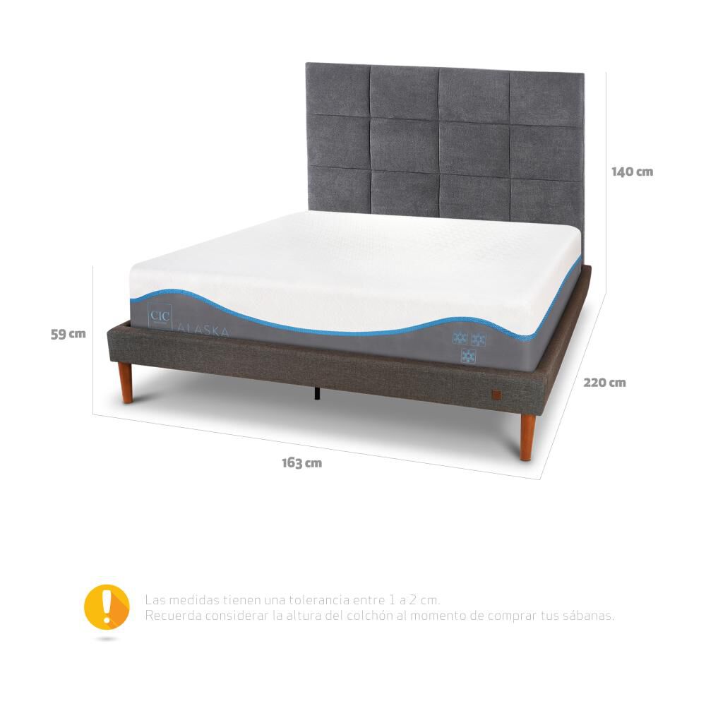 Cama Europea Cic Alaska / 2 Plazas / Base Normal + Respaldo image number 5.0