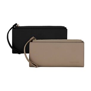 2 Billeteras De Mujer Delia Negra Y Taupe Carven