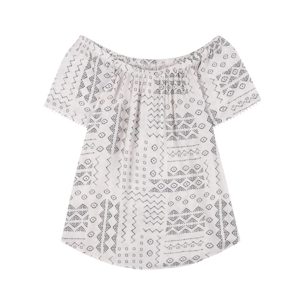 Blusa Lisa Abotonada Manga Corta Con Hombros Elásticados Bambula Mujer Geeps image number 1.0