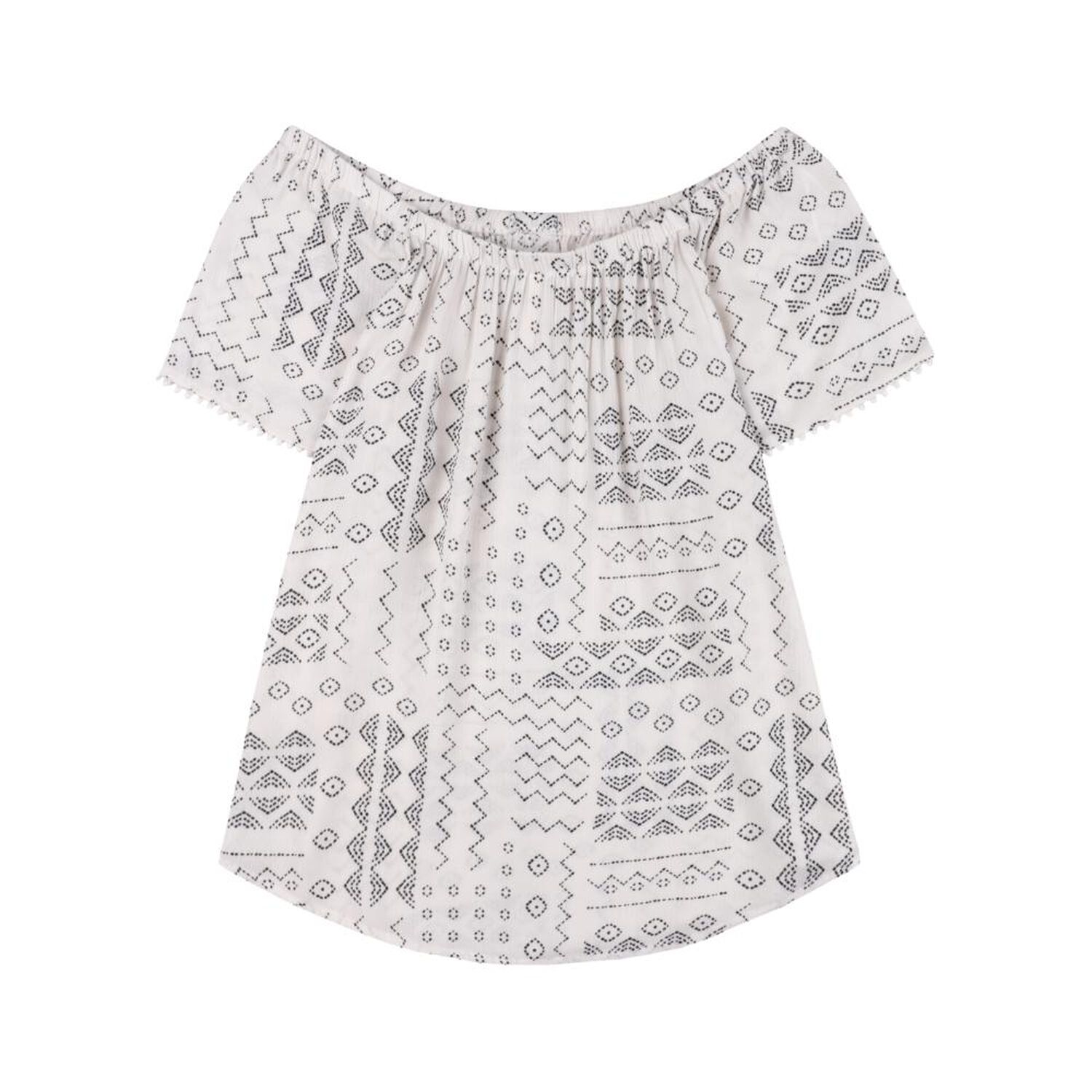 Blusa Lisa Abotonada Manga Corta Con Hombros El&aacute;sticados Bambula Mujer Geeps image number 1.0