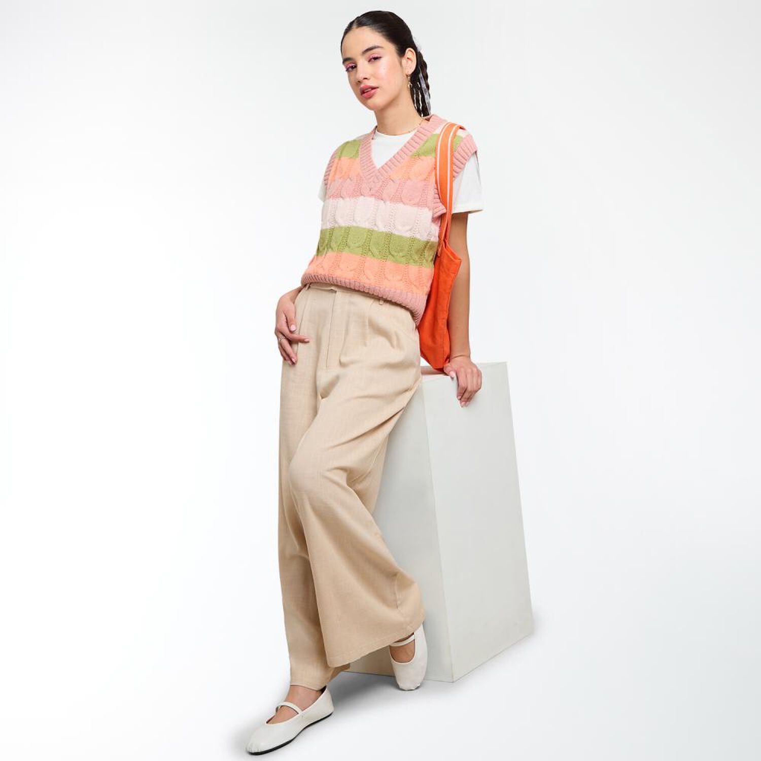 Sweater Rayas Sin Mangas Cuello Redondo Mujer Freedom image number 1.0