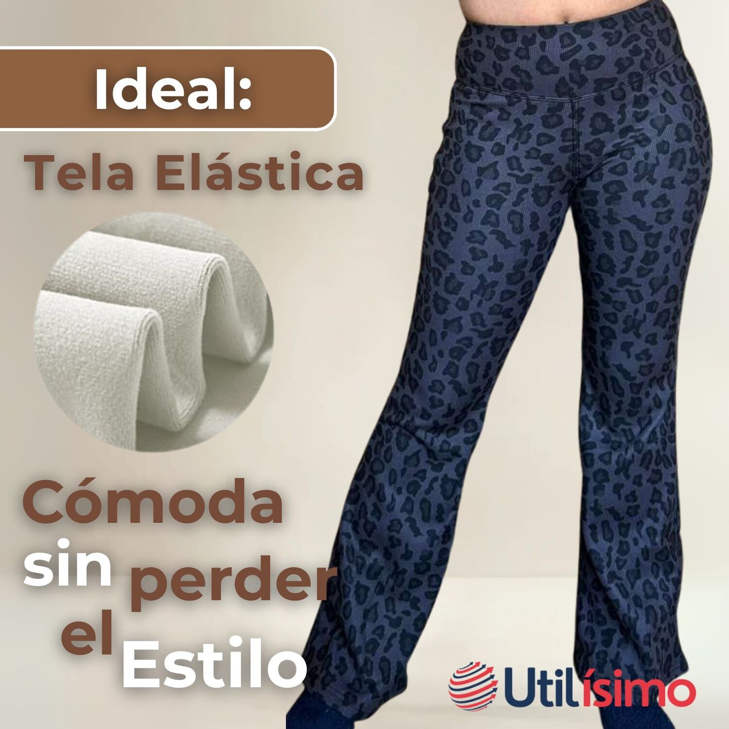 Calza Palazzo Con Dise&ntilde;o Leopardo Polar Tiro Alto Mujer Leggings image number 4.0