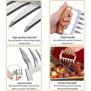 Set 2 Garras De Oso Acero Inoxidable Para Asados Bbq